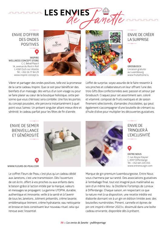 Coffret Fleurs de Peau présenté dans la presse "Les Envies de Janette"