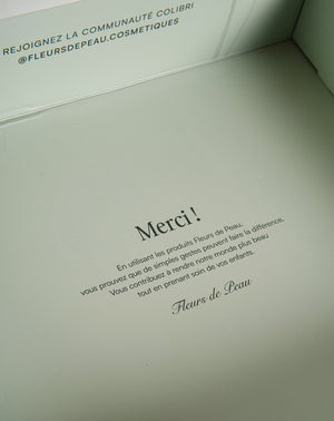 Message imprimé à l’intérieur du coffret Petit Secret de Colibri, remerciant pour l’engagement.